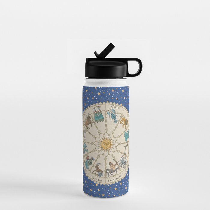 Vintage Astrology Zodiac Wheel Water Bottle Gallery Image 1
