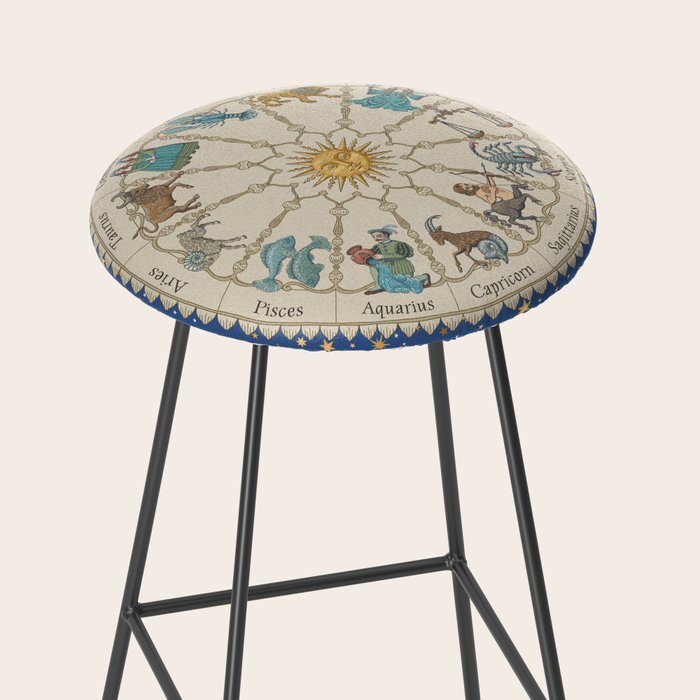 Vintage Astrology Zodiac Wheel Stool Gallery Image 2