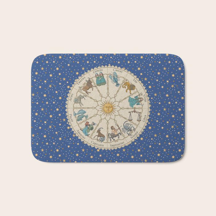 Vintage Astrology Zodiac Wheel Bath Mat Gallery Image 1