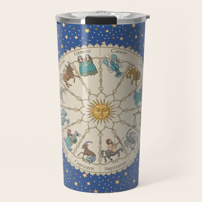 Vintage Astrology Zodiac Wheel Travel Mug