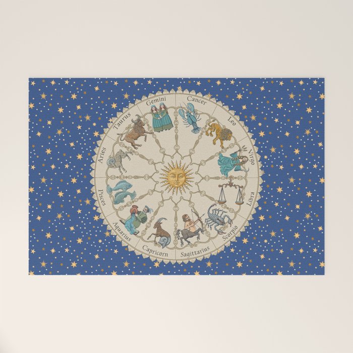 Vintage Astrology Zodiac Wheel Welcome Mat Gallery Image 1