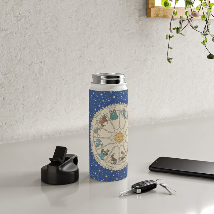 Vintage Astrology Zodiac Wheel Water Bottle Gallery Image 4