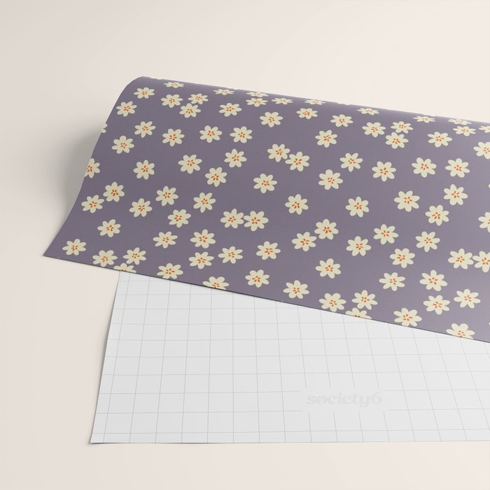 Tiny Flowers / Lavender & Orange Wrapping Paper Gallery Image 2