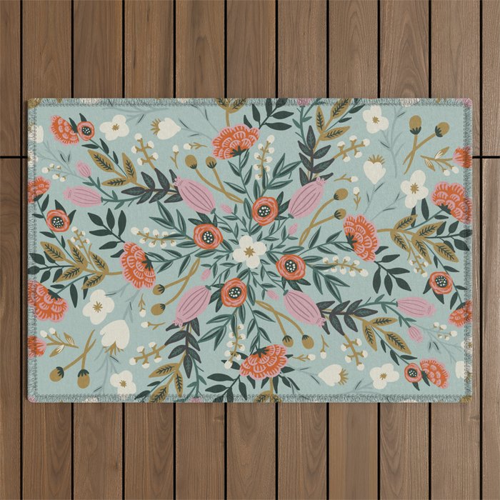 Painting blooming in circles Outdoor Rug Gallery Image 1