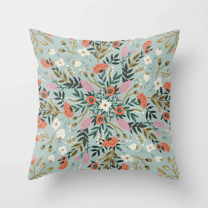 Painting blooming in circles Throw Pillow Gallery Image 1