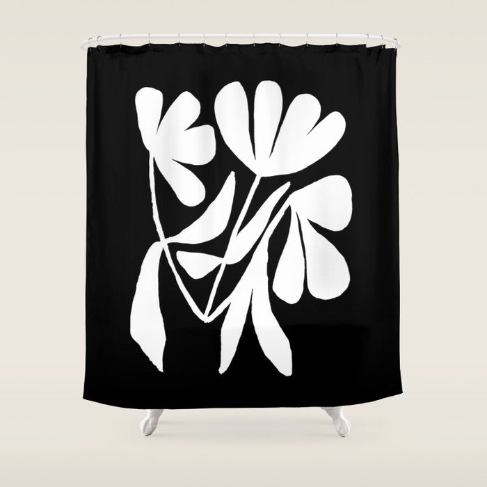 Tulip Fossil In Black  Shower Curtain Gallery Image 1