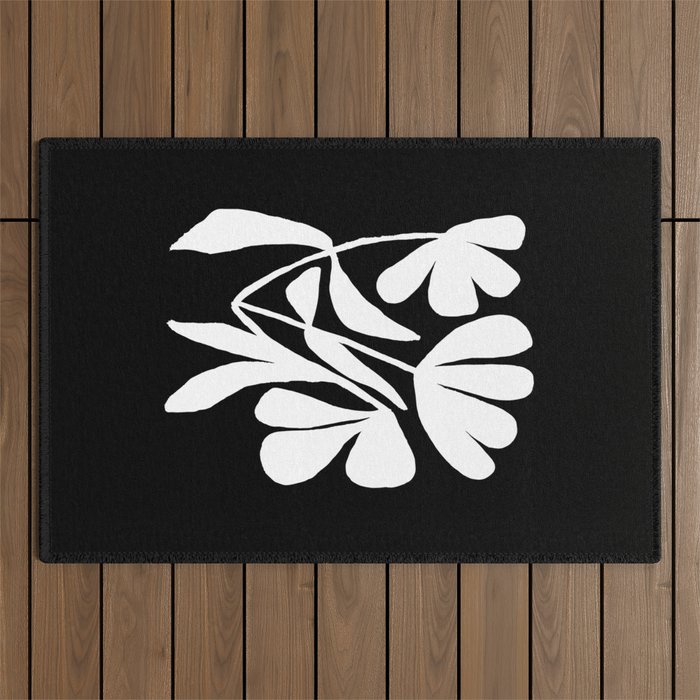 Tulip Fossil In Black  Outdoor Rug Gallery Image 1