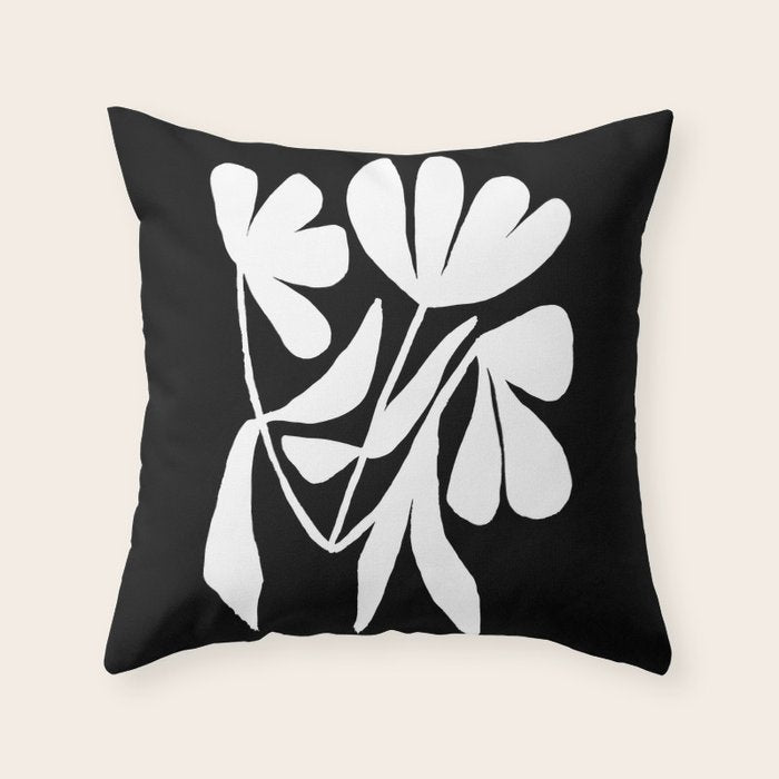 Tulip Fossil In Black  Throw Pillow Gallery Image 6