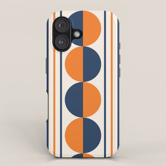 Abstract Shapes 78 in Orange and Navy Blue iPhone Case Gallery Image 1