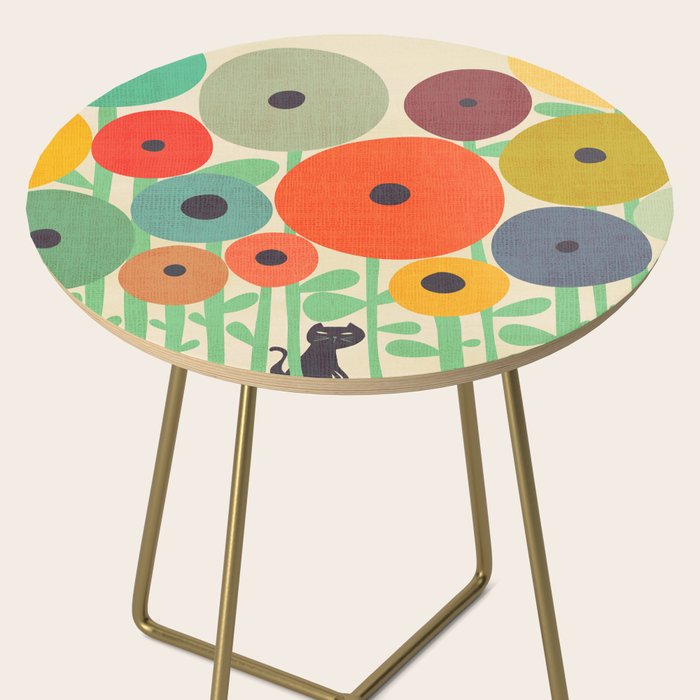 Cat in flower garden Side Table Gallery Image 2