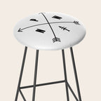 PNW Pacific Northwest Compass - Black on White Minimal Stool Gallery Image 2