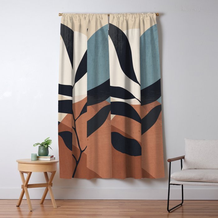 Abstract Art Tropical Leaf Window Curtain Gallery Image 1