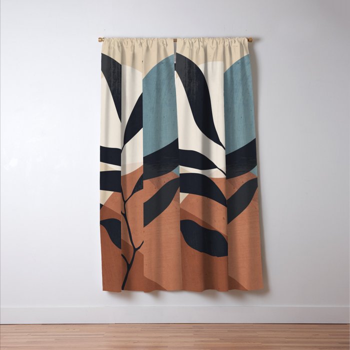 Abstract Art Tropical Leaf Window Curtain Gallery Image 3