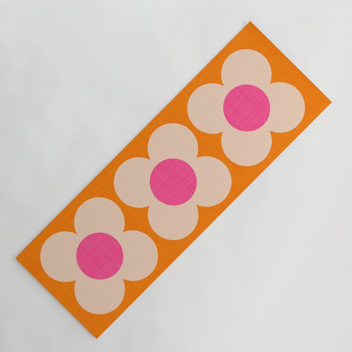 Retro Blossom - orange pink Yoga Mat Gallery Image 1