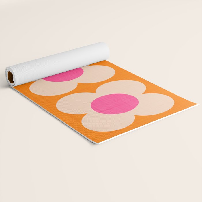 Retro Blossom - orange pink Yoga Mat Gallery Image 2
