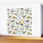 Horses and Sunflowers, Horse Art, Horse Decor, Yellow Flowers, Equestrian Art Wall Mural Gallery Image 2