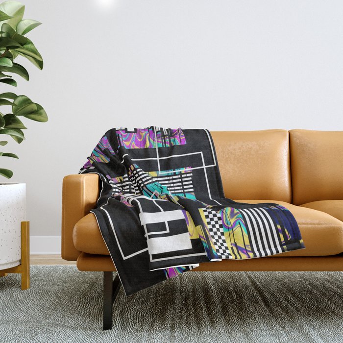 Vaporwave glitch 2 - 80s / 90s Retro Throw Blanket Gallery Image 1
