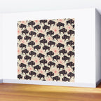 Bison - black, pink, teal, on cream Wall Mural Gallery Image 2