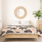 Bison - black, pink, teal, on cream Duvet Cover Gallery Image 3