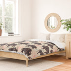 Bison - black, pink, teal, on cream Duvet Cover Gallery Image 2