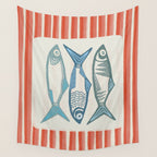 Le Sardine With Pink Stripes - Retro Art Print Wall Tapestry Gallery Image 4