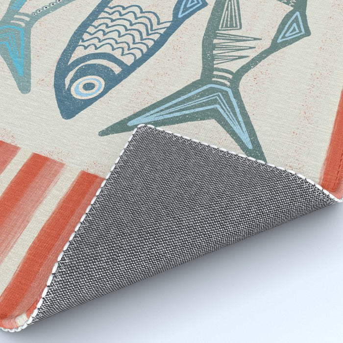 Le Sardine With Pink Stripes - Retro Art Print Rug Gallery Image 4