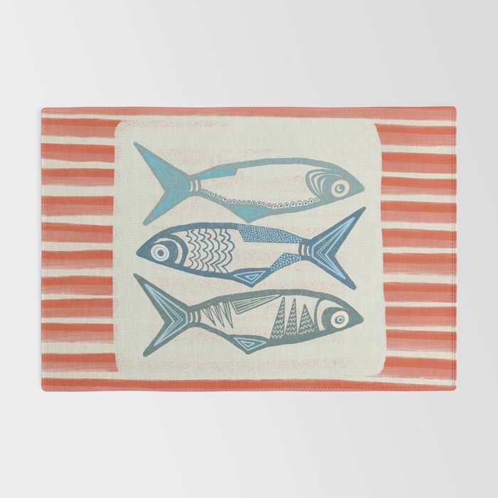Le Sardine With Pink Stripes - Retro Art Print Rug Gallery Image 2