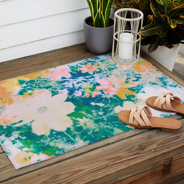 double exposure floral #24 Outdoor Rug Gallery Image 2