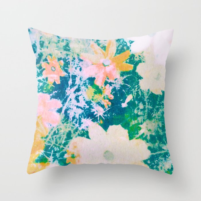 double exposure floral #24 Throw Pillow Gallery Image 1