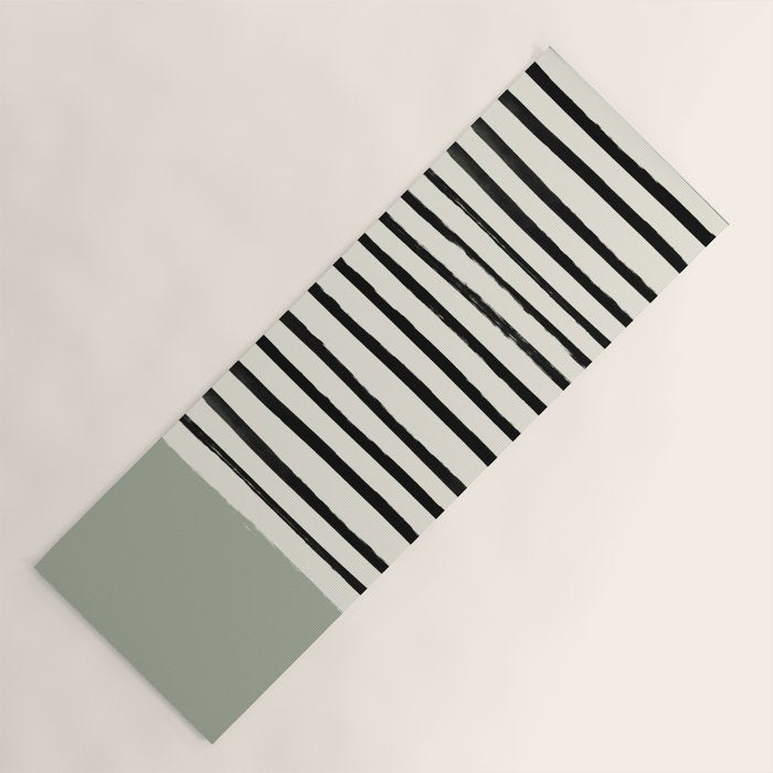 Sage Green x Stripes Yoga Mat Gallery Image 1