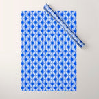 Mid Century Modern Atomic Stars Retro Starburst Pattern 2 in Royal Blue and Light Blue Wrapping Paper Gallery Image 1