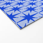 Mid Century Modern Atomic Stars Retro Starburst Pattern 2 in Royal Blue and Light Blue Welcome Mat Gallery Image 2