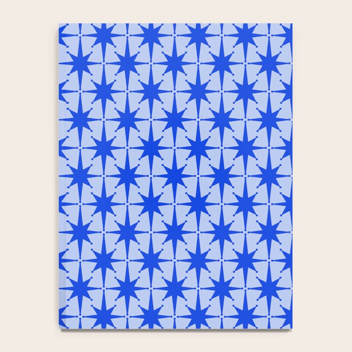 Mid Century Modern Atomic Stars Retro Starburst Pattern 2 in Royal Blue and Light Blue Notebook Gallery Image 4