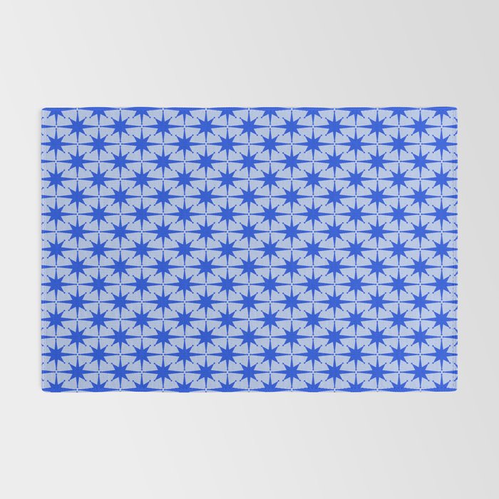 Mid Century Modern Atomic Stars Retro Starburst Pattern 2 in Royal Blue and Light Blue Rug Gallery Image 2