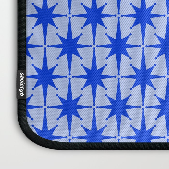 Mid Century Modern Atomic Stars Retro Starburst Pattern 2 in Royal Blue and Light Blue Laptop Sleeve Gallery Image 3