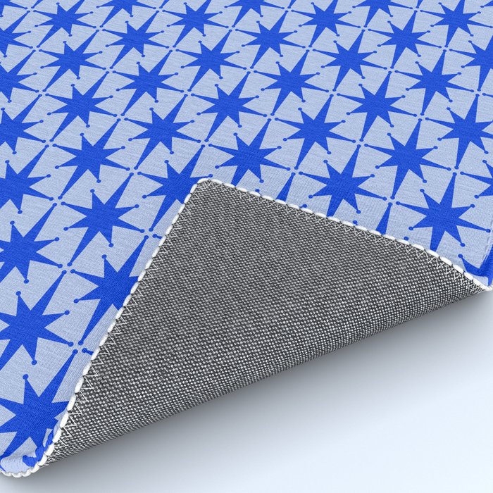 Mid Century Modern Atomic Stars Retro Starburst Pattern 2 in Royal Blue and Light Blue Rug Gallery Image 4