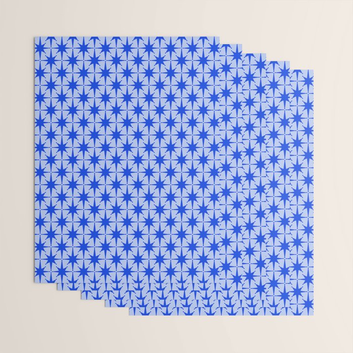Mid Century Modern Atomic Stars Retro Starburst Pattern 2 in Royal Blue and Light Blue Wrapping Paper Gallery Image 3