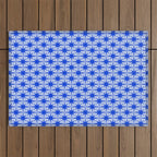 Mid Century Modern Atomic Stars Retro Starburst Pattern 2 in Royal Blue and Light Blue Outdoor Rug Gallery Image 1