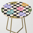 Black and White Checkered - Retro Rainbow Daisies  Side Table Gallery Image 2