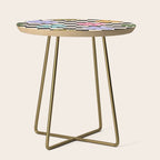 Black and White Checkered - Retro Rainbow Daisies  Side Table Gallery Image 1