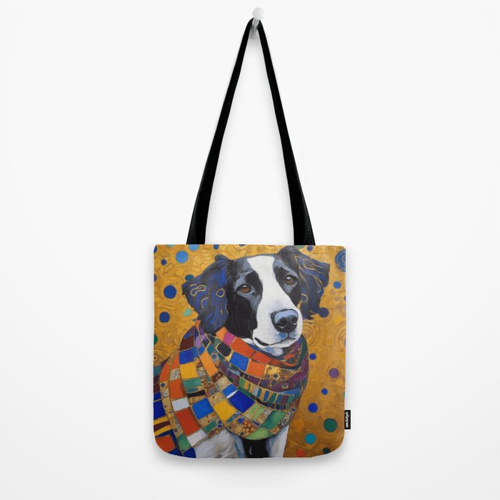 Gustav Klimt Style Dog with Colorful Scarf Tote Bag Gallery Image 2