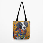 Gustav Klimt Style Dog with Colorful Scarf Tote Bag Gallery Image 2