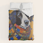 Gustav Klimt Style Dog with Colorful Scarf Duvet Cover Gallery Image 6