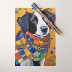 Gustav Klimt Style Dog with Colorful Scarf Wrapping Paper Gallery Image 1