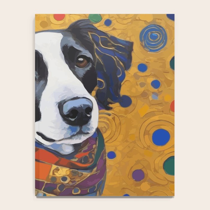 Gustav Klimt Style Dog with Colorful Scarf Notebook Gallery Image 4