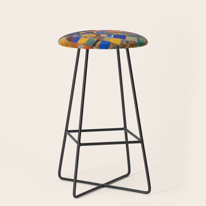 Gustav Klimt Style Dog with Colorful Scarf Stool Gallery Image 1