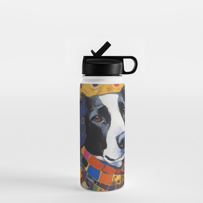 Gustav Klimt Style Dog with Colorful Scarf Water Bottle Gallery Image 1