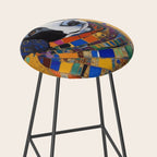 Gustav Klimt Style Dog with Colorful Scarf Stool Gallery Image 2