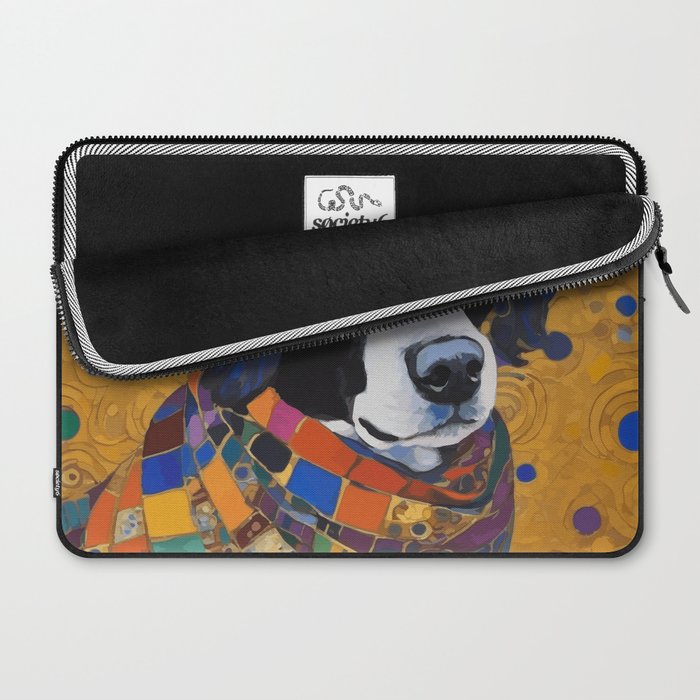 Gustav Klimt Style Dog with Colorful Scarf Laptop Sleeve Gallery Image 2