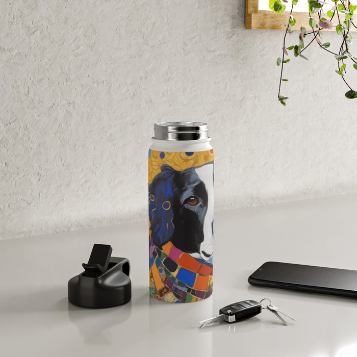Gustav Klimt Style Dog with Colorful Scarf Water Bottle Gallery Image 4